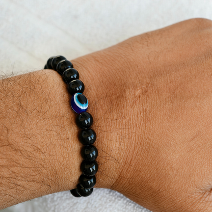 Handmade Black Beads Nazar Bracelet.
