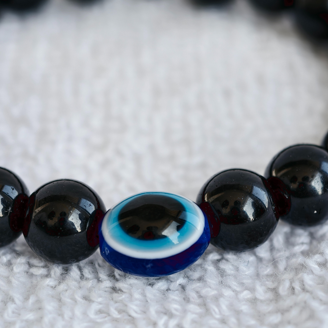 Handmade Black Beads Nazar Bracelet.