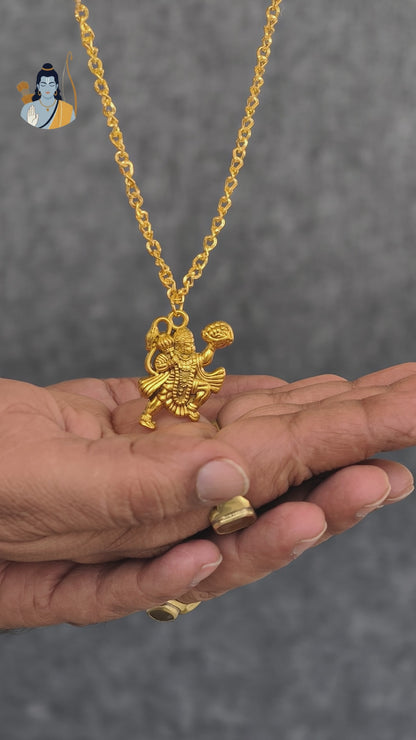 Gold Plated Lord Hanuman Sitting Pendant.